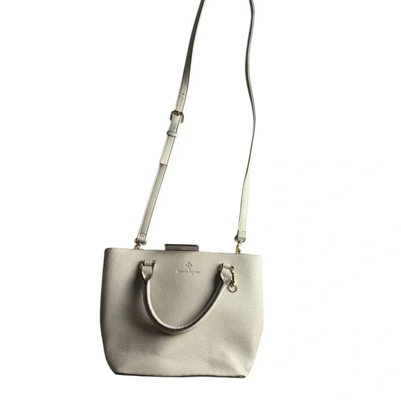 Nanette Lepore Crossbody Leather Cream Satchel detachable strap Top handles Bag - Picture 2 of 7